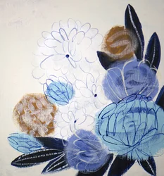 Abstrakter blauer Blumenstrauß