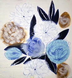 Abstrakte blau-goldene Blumen