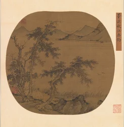 Angeln im Herbstfluss, ca. 1370