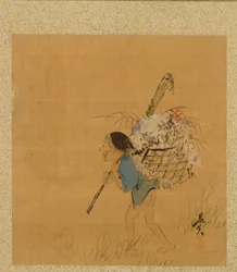 Bauer mit Korb aus dem Album der Gemälde des Ehrwürdigen Zeshin