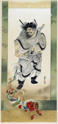 Shoki und die Dämonen. Selbstgemaltes Bild von Shibata Zeshin