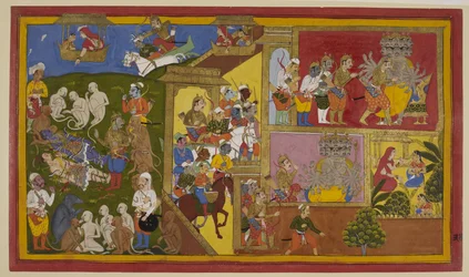 Indrajit verletzt Rama und Lakshmana; Affen verzweifeln, aber Vibhishana tröstet sie