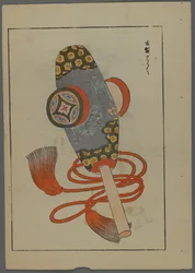 Japanisches Spielzeug, aus Unai no tomo (Ein Kinderfreund) von Shimizu Seifu, 1891-1923. Rassel
