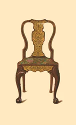 Walnussstuhl mit Marketerie eingelegt, 1905