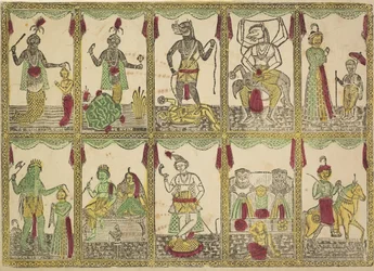 Das Avataras, zehn Inkarnationen von Vishnu