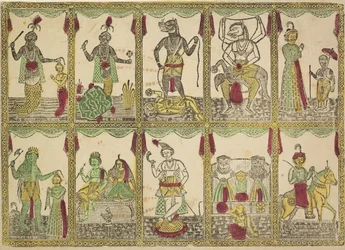 Das Avataras, Zehn Inkarnationen von Vishnu, 1800er Jahre