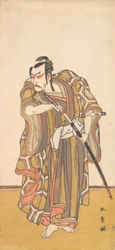 Ichikawa Danzo III als Samurai, der ein Schwert zieht