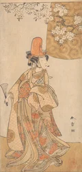 Segawa Tomisaburo in der Rolle von Musume Dojoji in Hanagatami Kazaori Eboshi