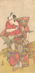 Der zweite Ichikawa Yaozo als Samurai in einem auffälligen Kamishimo gekleidet, wahrscheinlich 1773