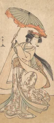 Der dritte Segawa Kikunojo als Frau, die in einem Shosa-Akt tanzt, ca. 1785