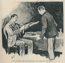 Er wickelte das Taschentuch ab und streckte seine Hand aus, 1892