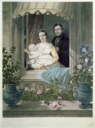 Königin Victoria, Prinz Albert und Baby im Windsor Castle