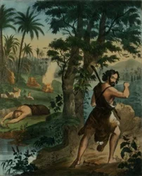 Der Mord an Abel, aus einer Bibel gedruckt von Edward Gover