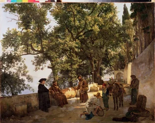 Eine Terrasse am Ufer, nahe Sorrent (Sorrento, Italien)