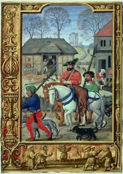 November: Rückkehr von der Jagd, aus einem Stundenbuch oder dem Golfbuch, ca. 1520-30