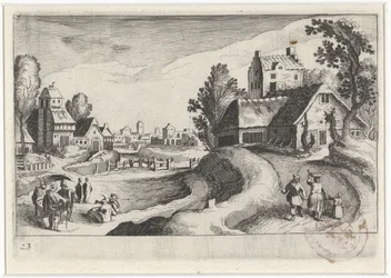 Dorfszene mit einem Bauernhof