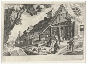 Stadtansicht mit der Anbetung der Könige
