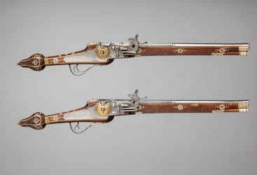 Paar Radschlosspistolen für die Leibgarde des Kurfürsten von Sachsen, deutsch, ca. 1610