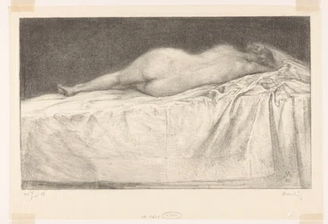 Nackte Frau liegend auf Bett