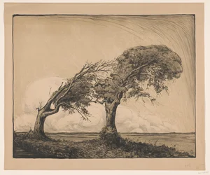 Landschaft mit zwei Bäumen