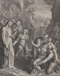 Die Auferweckung des Lazarus, mit Christus links stehend, ca. 1729