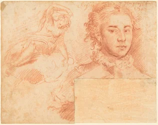 Porträt einer Königin und eine Studie einer Frau auf einer Wolke sitzend; verso, Schlafende Figur