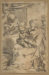 Heilige Familie mit einem Rosenkranz, ca. 1640-1642