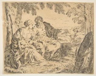 Ruhe auf der Flucht nach Ägypten, Maria hält das Christkind, ca. 1637-1639 oder später