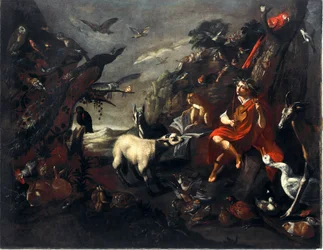 Orpheus und die Tiere. Gemälde aus dem Umfeld von Sinibaldo Scorza (1589-1631)