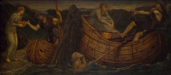 Amor und Psyche - Palastgrüne Wandgemälde - Psyche gibt dem Fährmann des Styx die Münze