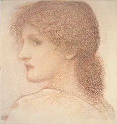 Studie eines Frauenkopfes, nach links gedreht, 1886