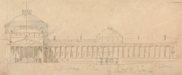 Skizze einer Halb-Fassade für einen Königspalast, Hyde Park, London