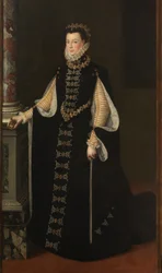 Isabel de Valois hält ein Porträt von Philipp II.
