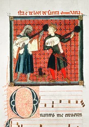 124-0633321/1 Ein Mohr und ein Christ beim Lautenspiel, Miniatur in einem Musikbuch aus den 