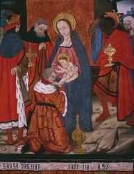 Anbetung der Heiligen Drei Könige, Tafel aus der Kirche San Andres von Tortura, spätes 15. Jahrhundert - frühes 16. Jahrhundert (bemaltes Holz)