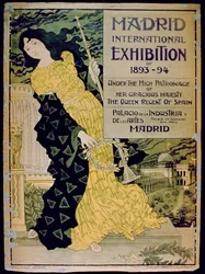 Werbung für die Internationale Ausstellung von Madrid 1893-94 im Palast für Industrie und Kunst, Madrid, 1893