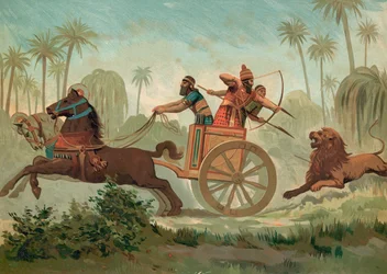 Ashurbanipal jagt Löwen