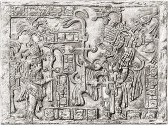 Dekorativer Sturz aus der antiken Maya-Stadt Yaxchilan, Chiapas, Mexiko