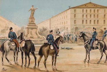 Entwaffnung der Voluntarios de la Libertad, Zaragoza, Spanien, 1874