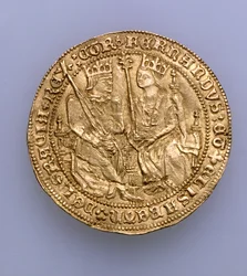 Doppel-Excelente von Ferdinand II. von Aragon (1479-1516) und Isabella von Kastilien (1474-1504), Sevilla Münze, 1475