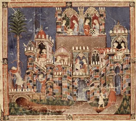 Fol.13v Spiele und Unterhaltung der Trojaner, aus dem Codex Benito Santa Mora
