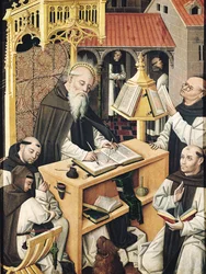 Innenraum eines Skriptoriums, Schule von Segovia