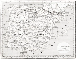 Karte von Spanien mit dem Kalifat von Córdoba