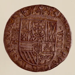 Silbermünze (8 Reales) aus Spanien: Herrschaft von Philipp II (1556-1598) 1589 Neapel, Museo Archeologico