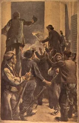 Die Proklamation des Revolutionsrates im Rathaus von Barcelona, 29. September 1868