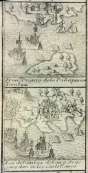 Die Ankunft von Francisco Pizarro mit 180 Männern und drei Schiffen in Tumbes