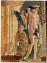 Eine Porzellanfigur vor einem Spiegel, 1910