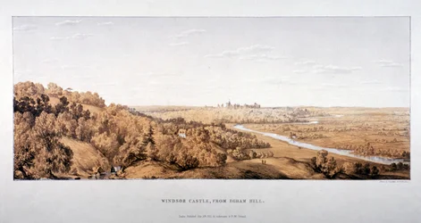 Blick auf Windsor Castle von Egham Hill, Berkshire
