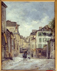 Eine Straße im alten Montmartre in Paris