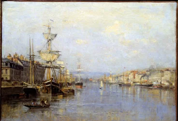 Ansicht des Hafens von Rouen. Gemälde von Stanislas Lépine (1835-1892) 19. Jahrhundert Reims, Musée des Beaux-Arts